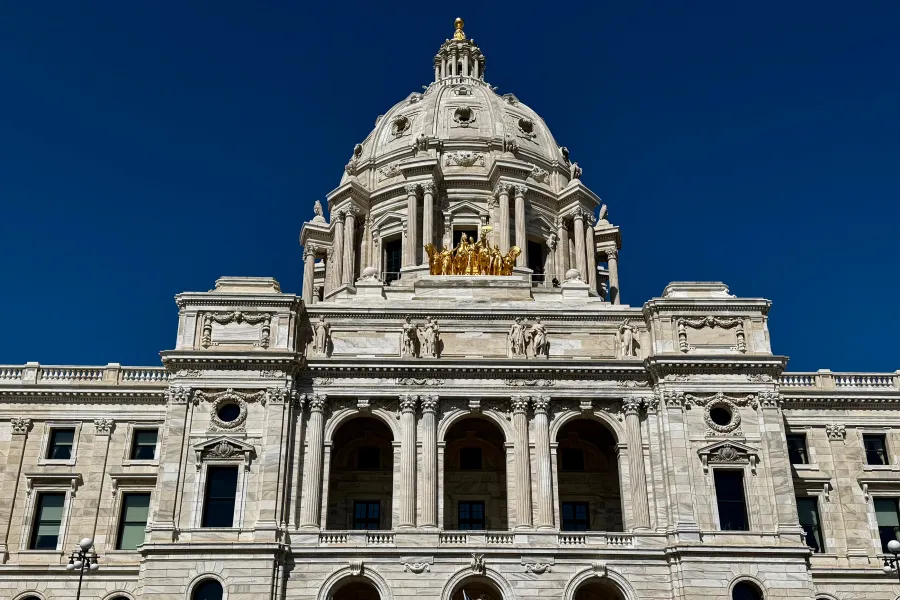 Photo of Minnesota's State Capitol with a deep blue sky in the background.